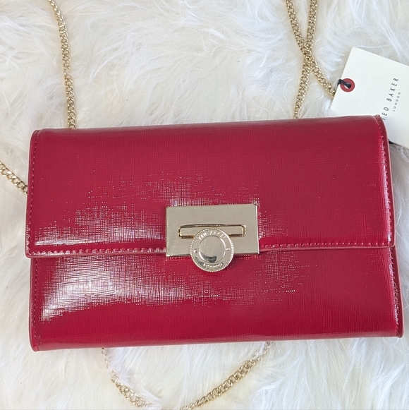 Ted Baker Parisa Classy Red Shoulder Clutch Bag With Removable Chain Strap, Kiss - Picture 2 of 13
